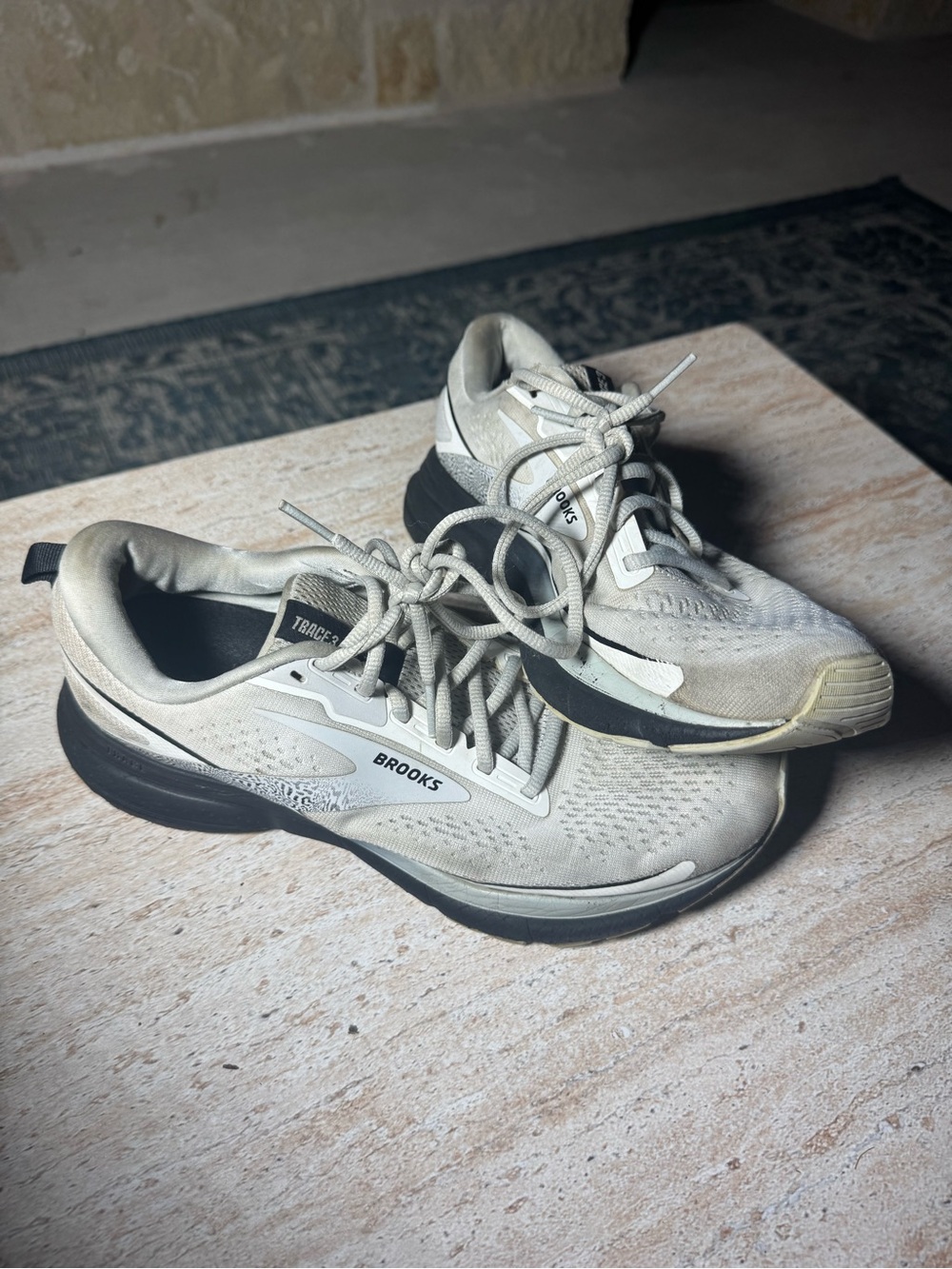 Brooks Ghost 15 Women’s Cream and Black Athletic Running Sneakers